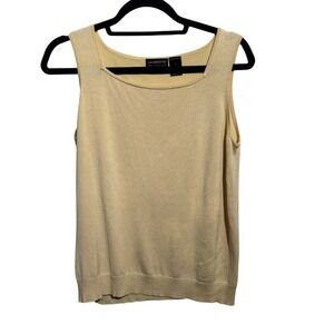 VTG Liz Claiborne Collection Butter Yellow Silk Blend Square Neck Knit Tank L